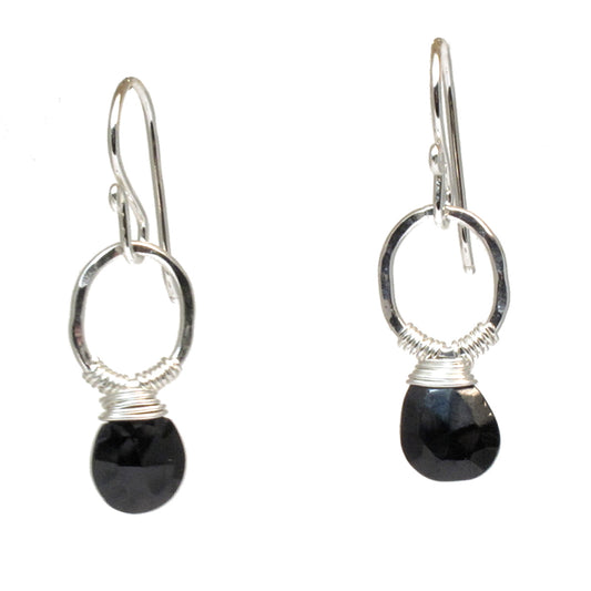 Black Spinel Wrapped Earrings