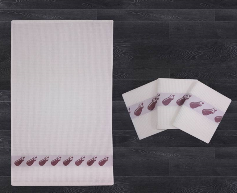 Waffle Fruit Border Tea Towel - Pack of 2
