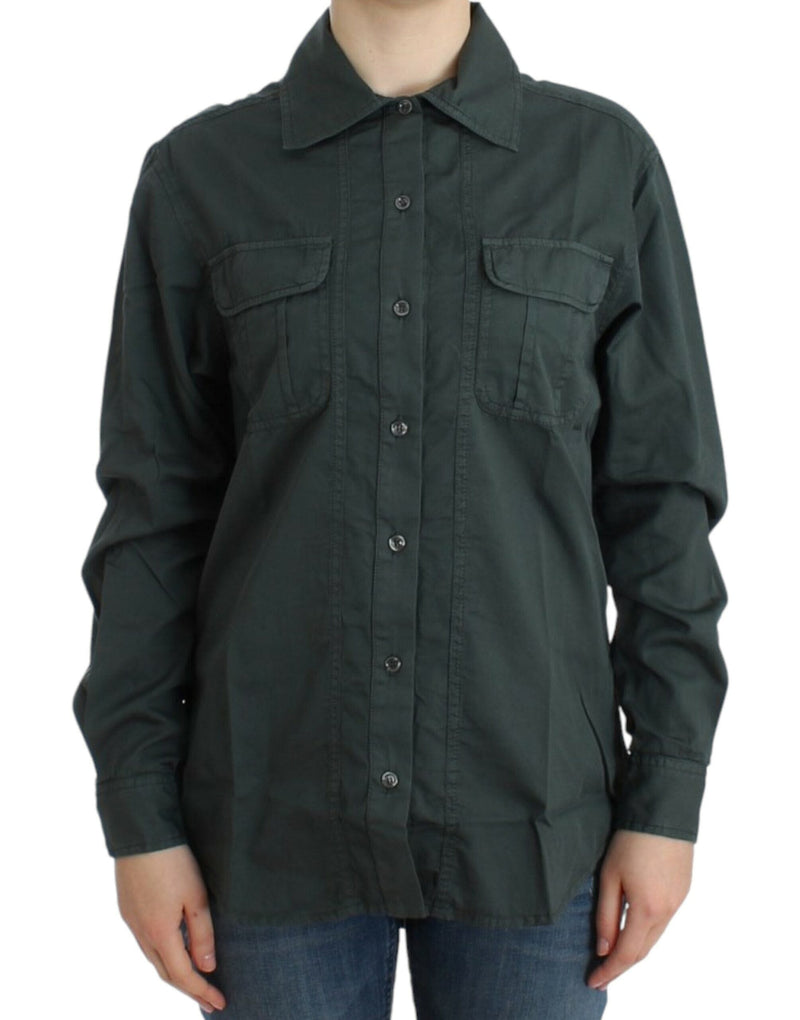 Cavalli Elegant Gray Cotton Button Down Shirt Cavalli 