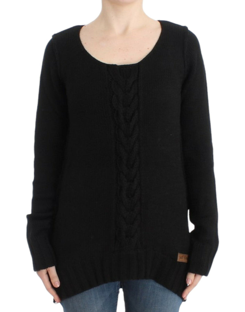 Cavalli Alluring Black Knitted Crew Neck Sweater Cavalli 