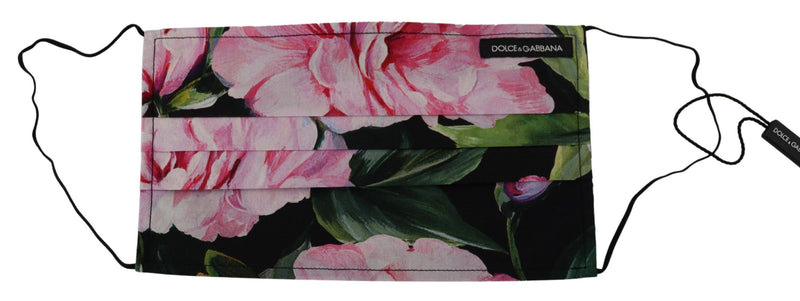 Dolce & Gabbana Black Floral Pleated Elastic Ear Strap Face Mask