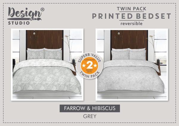 Twin Pack Farrow/Hibiscus Duvet Set – Size & Colour Options Available