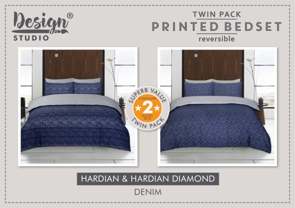 Twin Pack Hadrian Duvet Set – Size & Colour Options Available