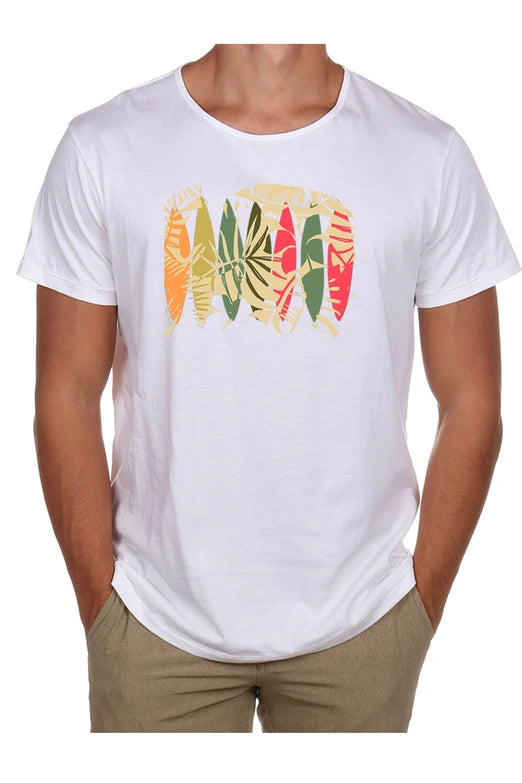 Surf Leaves Open Neck Tee