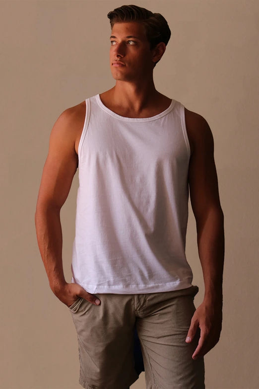 Men’s 100% Supima® Cotton White Tank Top – Ultra-Soft, Durable, Premium Essentials Wear