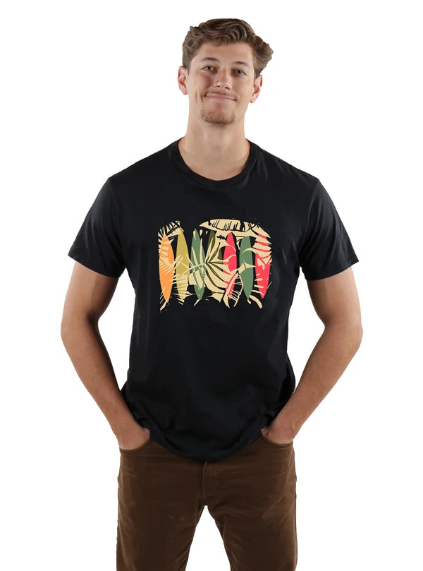 Surf Leaves Black Crew Neck Tee
