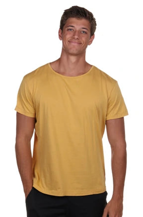 Men’s Premium Supima® Cotton Open Neck T-Shirt – Ultra-Soft, Durable & Modern Fit (Yellow)