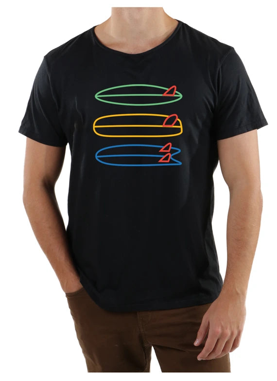 Quiver Black Shirt Open Neck Tee