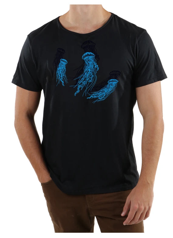 Dancing Jellies Black Open Neck Tee