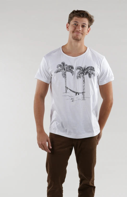 Hammock & Palm Tree Open Neck Supima