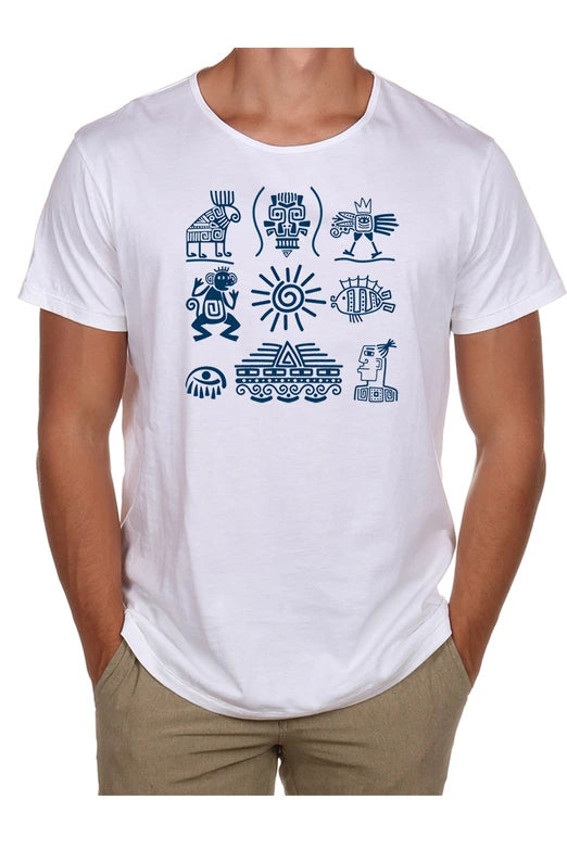 Hieroglyphs Open Neck Tee