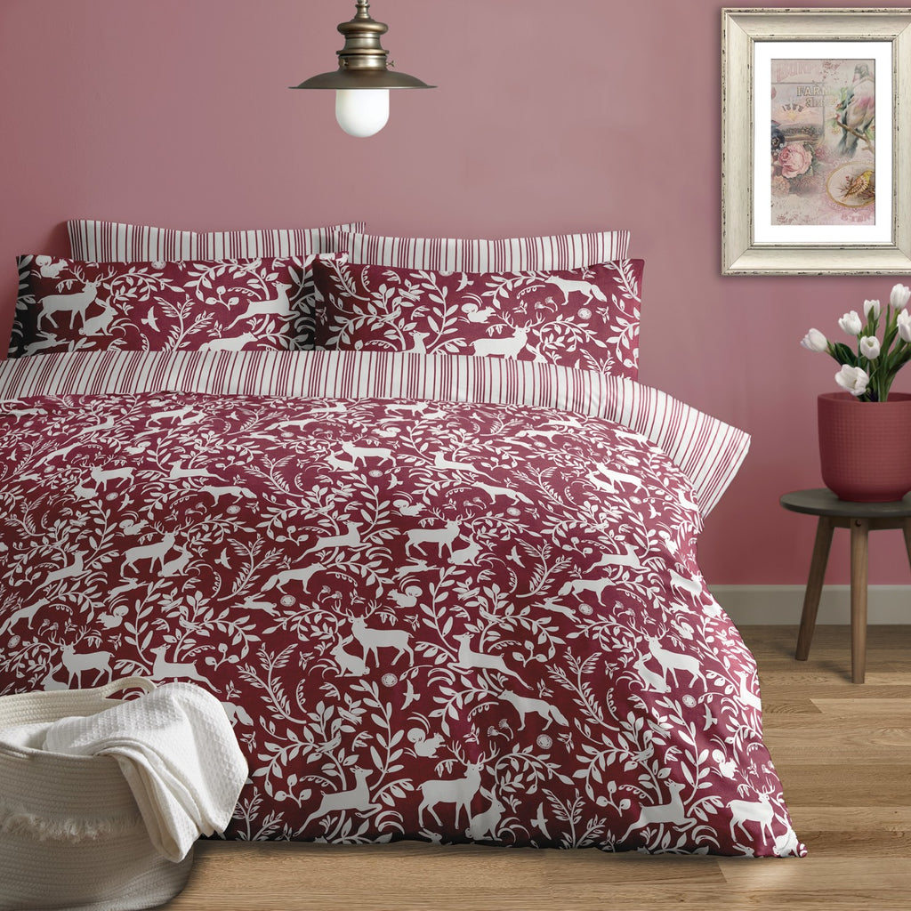 Larchwood Brushed Cotton Duvet Set – Berry Colour (Multiple Sizes Available)