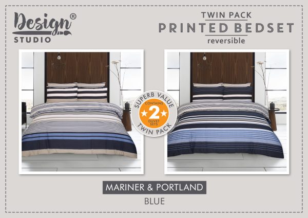Twin Pack Mariner/Portland Duvet Set – King Size, Magenta (Multiple Colour Options)