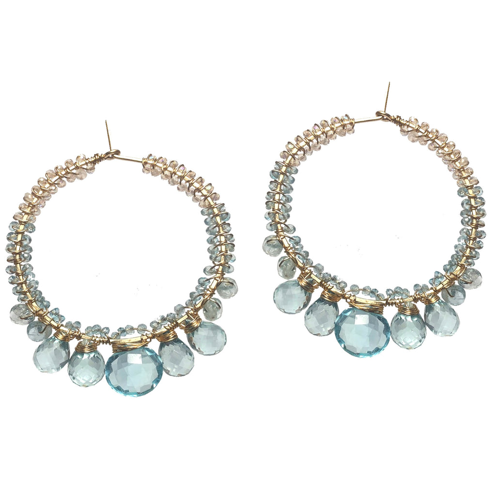 Ocean Mist Hoops – Aquamarine, Apatite & London Blue Quartz
