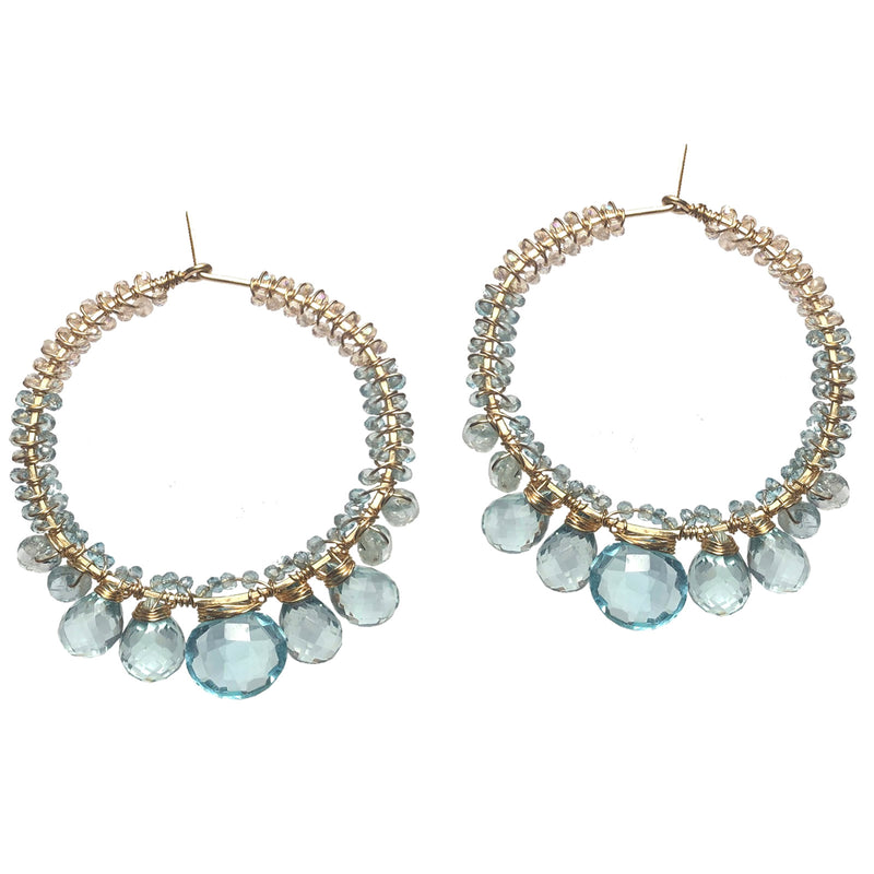 Ocean Mist Hoops – Aquamarine, Apatite & London Blue Quartz