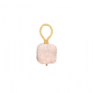 White Druzy Square Silver Pendant – Natural Sparkle Elegance
